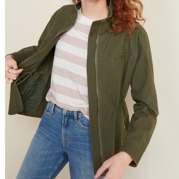 Old Navy Scout Utility Canvas Field Jacket Women Medium Cotton Lightweight Green - Picture 1 of 8